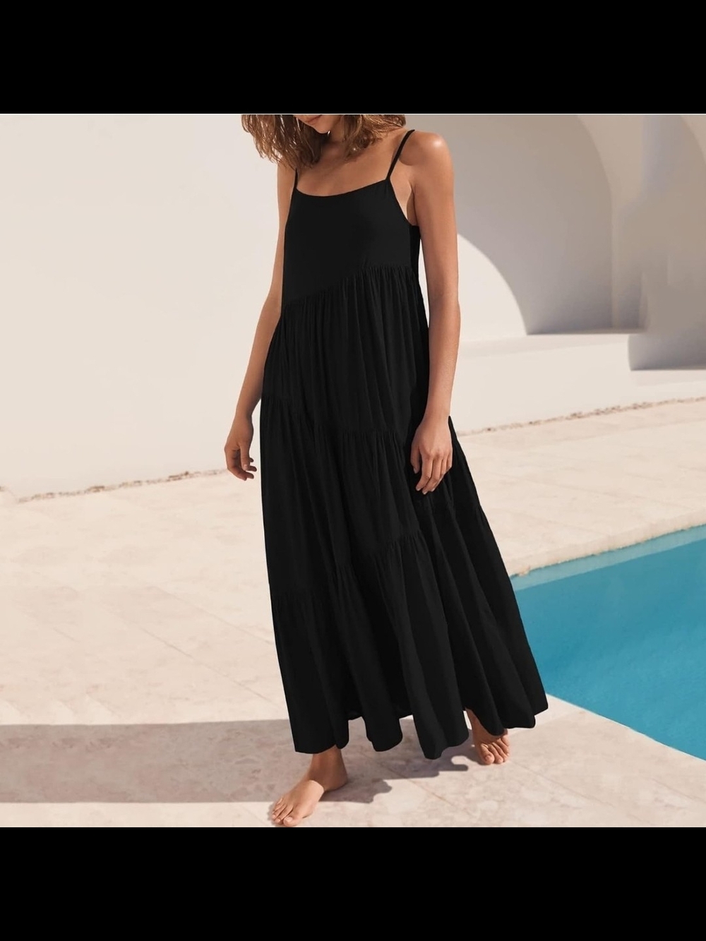 Generic Black Tiered Maxi Dress